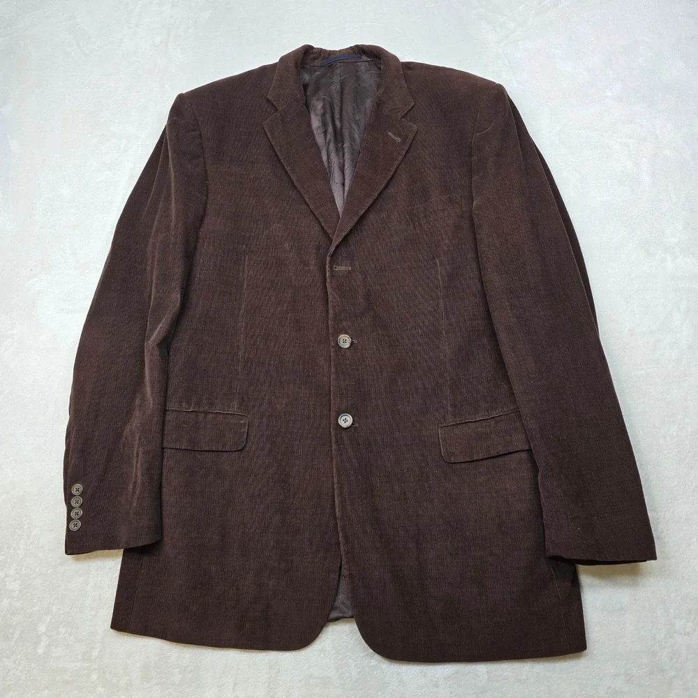 Burberry London Corduroy‎ Sport Coat Mens 44L 44 Brown Bespoke Cotton Cashmere